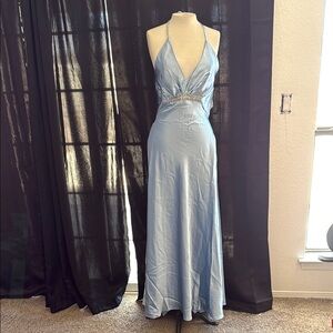 Jessica McClintock for Gunne Sax Elegant Blue Halter Dress vintage NWT